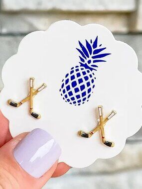 NWP Enamel Covered Hockey Stick Earrings